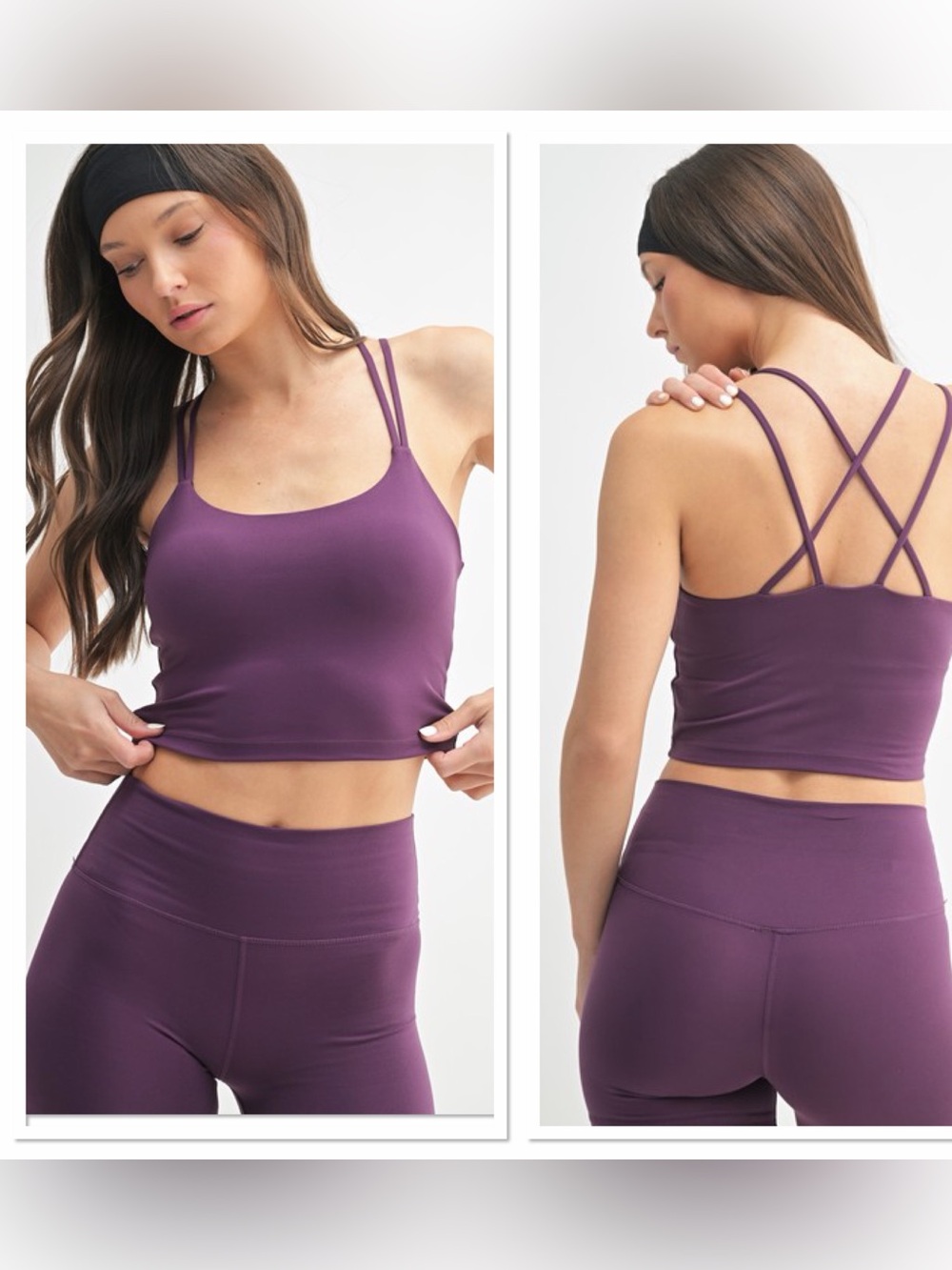 💜Hello Gorgeous! Venice Cloud Light Crisscross Sports Bra- Merlot-ALMOST GONE!